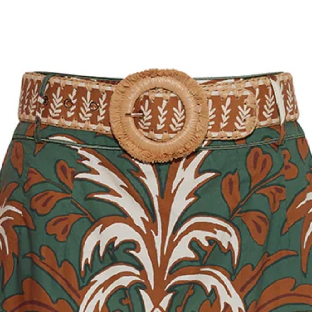 Cara Cara brown print and raffia belt